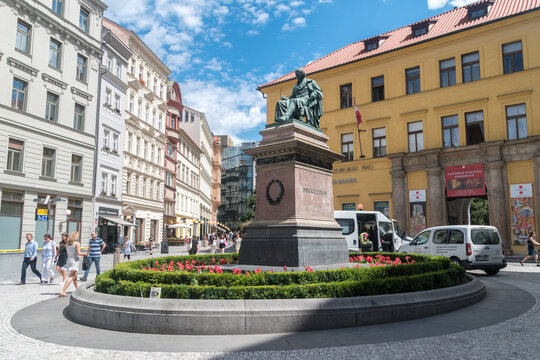 Prague, Czech Republic - July 10, 2020: Statue of Josef Jungmann.