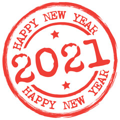 2021. Happy New Year. Vector Stamp.