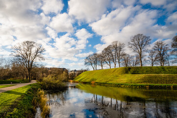 Beautiful landscape of the fortified park Kastellet in Copenhagen, Denmark