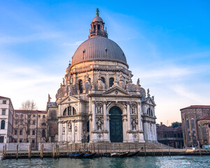 Fototapeta na wymiar Santa Maria della Salute cathedral. Landmark of Venice. Italy