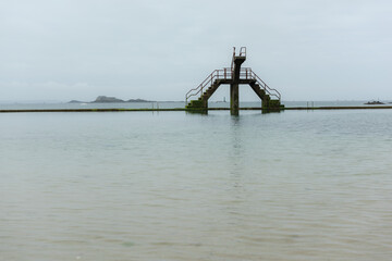 The diving platform of the ocean bath in St. Malo, France.