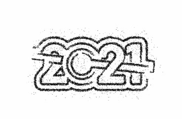 Happy New Year 2021 Particle Text Typography Design Banner Poster, Vector illustration.