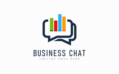 Business Chat Logo. Bubble Chat Combine with Colorful Graph Symbol, Usable For Business, Community, Industrial, Tech, Services Company. Flat Vector Logo Design Illustration.