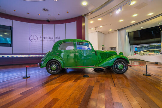 Weybridge,UK-April 4, 2019: 1953 Mercedes Benz 170 Va model on display at Mercedes Benz museum in Weybridge. It was the 1.7 liter four cylinder rear wheel-drive car