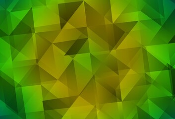 Fototapeta na wymiar Light Green, Yellow vector gradient triangles pattern.