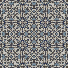 Creative color abstract geometric pattern in gray blue, vector seamless, can be used for printing onto fabric, interior, design, textile. 