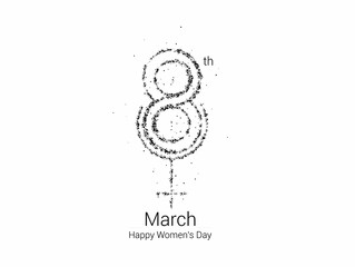 8 march Happy Women's Day Stylish Typography Text. Vector Illustration