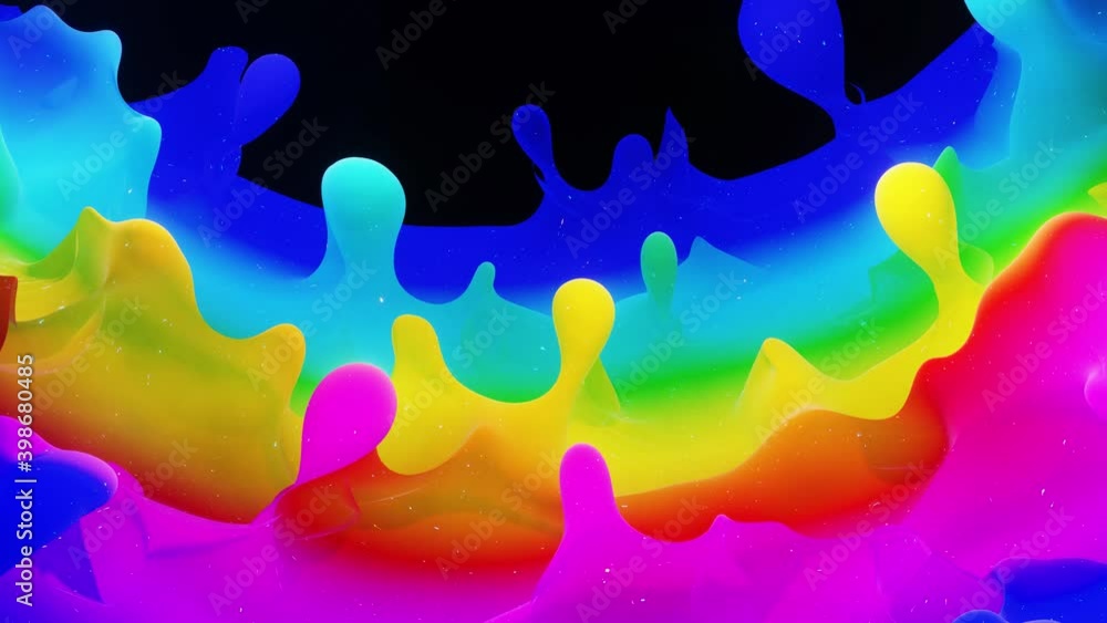 Poster smooth abstract animation of liquid gradient rainbow color in 4k. bright matte paint surface as abst