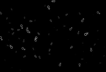 Dark silver, gray vector pattern with gender elements.