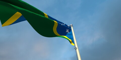 3d rendering of the national flag of the Solomon Islands