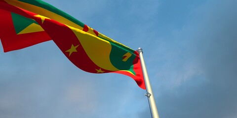 3d rendering of the national flag of the Grenada