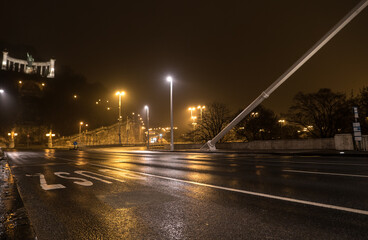 Fototapeta premium Empty street, no people because of the second wave of covid-19, coronavirus curfew.