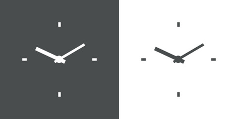 Logotipo manecillas de reloj simple aisladas en fondo gris y fondo blanco