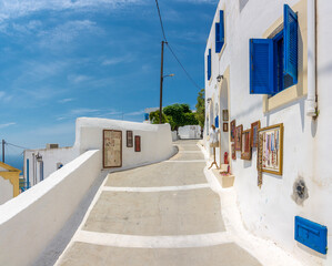Nikia Village street view in Nisyros Island. Nisyros Island popular tourist destination in Aegean Sea.