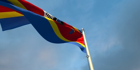 3d rendering of the national flag of the Swaziland