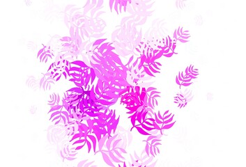 Light Purple, Pink vector natural pattern with leaves.