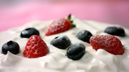 fruit, food, dessert, strawberry, berry, raspberry, blueberry, sweet, fresh, red, berries, cake, cream, healthy, delicious, blueberries, breakfast, yogurt, raspberries, plate, fruits