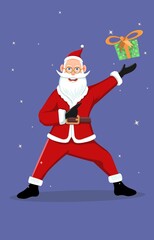 Hand drawn santa claus bring gifts character