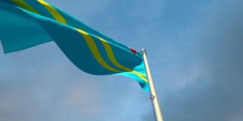 3d rendering of the national flag of the Aruba