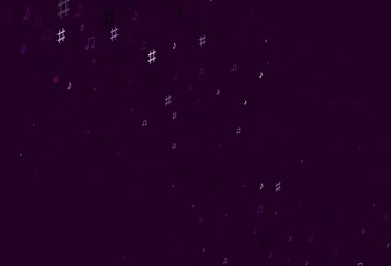 Light Purple vector background with music symbols.
