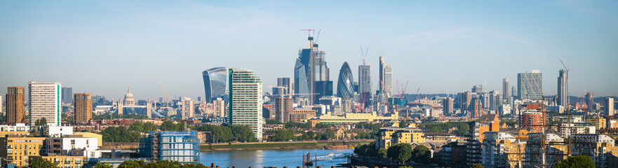 Skyline panorama of London including bank district near Tower Bridge