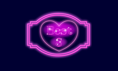 ハートマークのベスト3のネオン文字（看板）