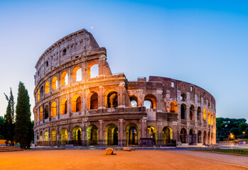 Fototapeta na wymiar Colosseum at dawn in Rome. Italy