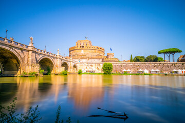 Fototapeta premium Saint Angel Castle at Tiber river in Rome, Italy 