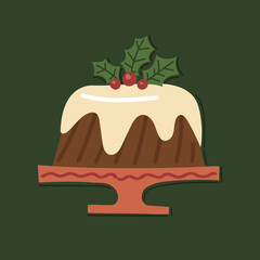 Merry Christmas Yummy Puddind POSTER. Christmas mistletoe. Doddle Retro Poster Season's Greeting