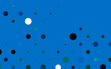 Light Blue, Green vector cover with spots. Glitter abstract illustration with blurred drops of rain. Pattern for beautiful websites.