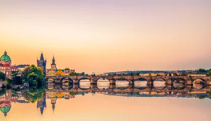 Printed roller blinds Charles bridge at sunrise in Prague, Czech Republic