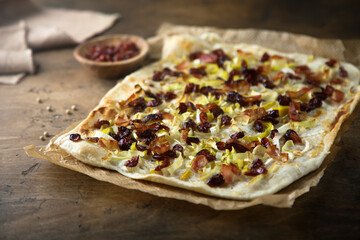 Delicious leek cranberry pie