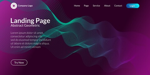 Abstract wave curve background in green and dark pink gradient. It is suitable for landing pages, websites, banners, posters, etc. Vector illustration