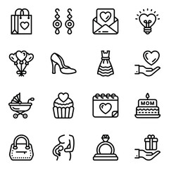 Fototapeta na wymiar Ladies Accessories Solid Icons Pack 