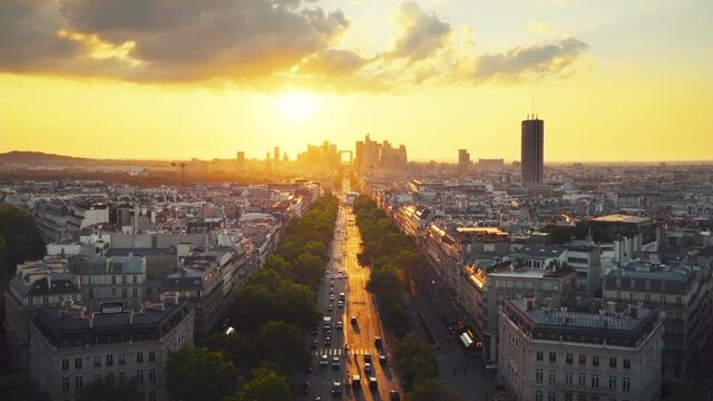 Paris view from Triumphal Arch, France