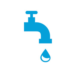 Faucet icon isolated on white background. Flat faucet icon for web site, backdrop, emblem and logo template. Useful for poster, placard and banner. Creative art concept, vector illustration, eps 10