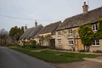 Fototapeta na wymiar Old Cottages in Minster Lovell, West Oxfordshire in the United Kingdom