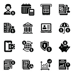 
Pack of Online Banking Glyph Icons 
