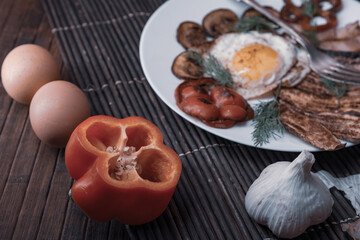 Dark photo style. Homemade food- still life