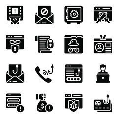 
Cybercrime and Phishing Solid Icons
