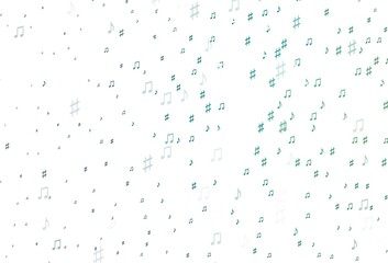 Light Blue, Green vector pattern with music elements.