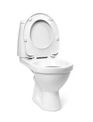 Open toilet bowl, isolated on white background. File contains a path to isolation.