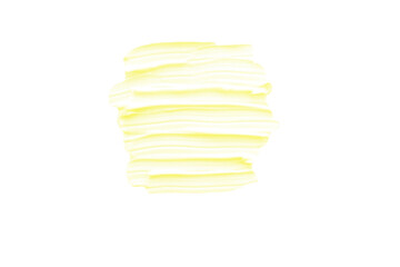 Delicate texture of illuminating or yellow cream on a white background.