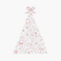 Fototapeta na wymiar Beautiful Christmas tree on white background. Xmas decoration. Vector