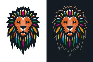 Colorful Lion Head Logo Design