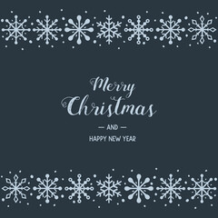 Christmas greeting card with festive snowflakes. Xmas wishes. Vector