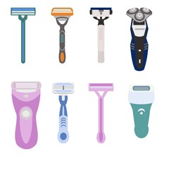 Set of shavers for woman and for men Flat illustration