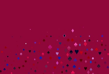 Light Blue, Red vector pattern with symbol of cards.