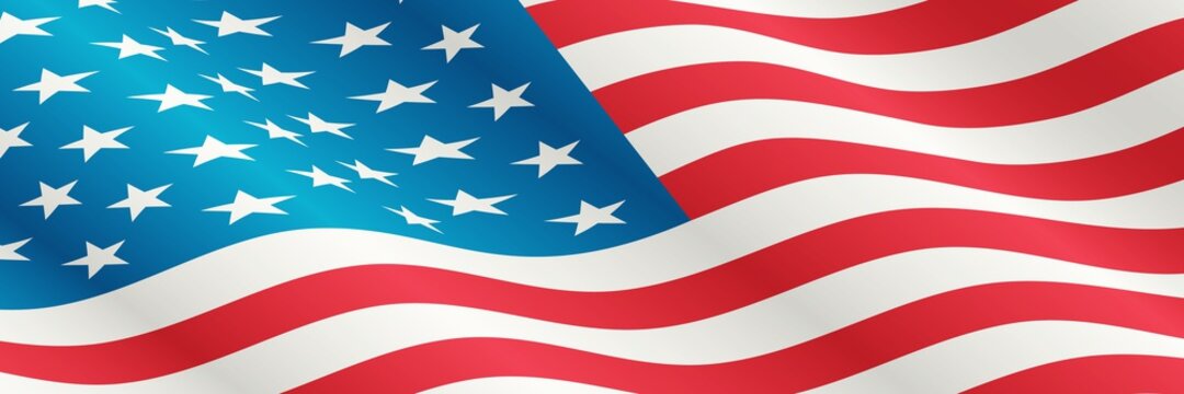 Waving american flag illustration. Background for usa national holidays.