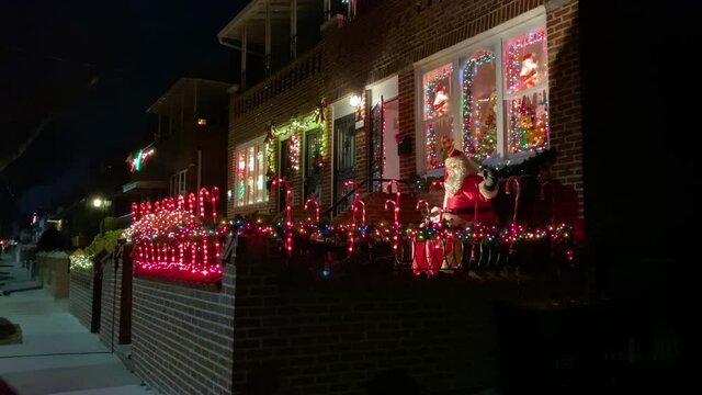 A beautiful house decorated for Christmas, Dyker heights, Brooklyn, New York, USA